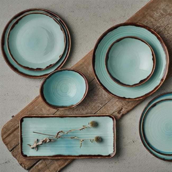 Coppa ovale harvest turquoise cm.19,9×16,8
