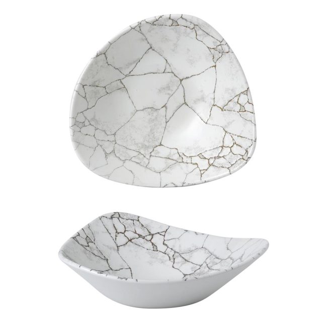Coppa triangolare kintsugi agate grey cm.23,5