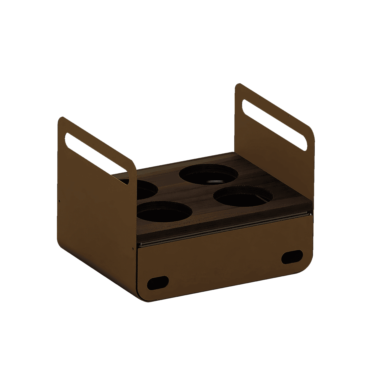 Espositore corten quattro caraffe cereali/succhi radici