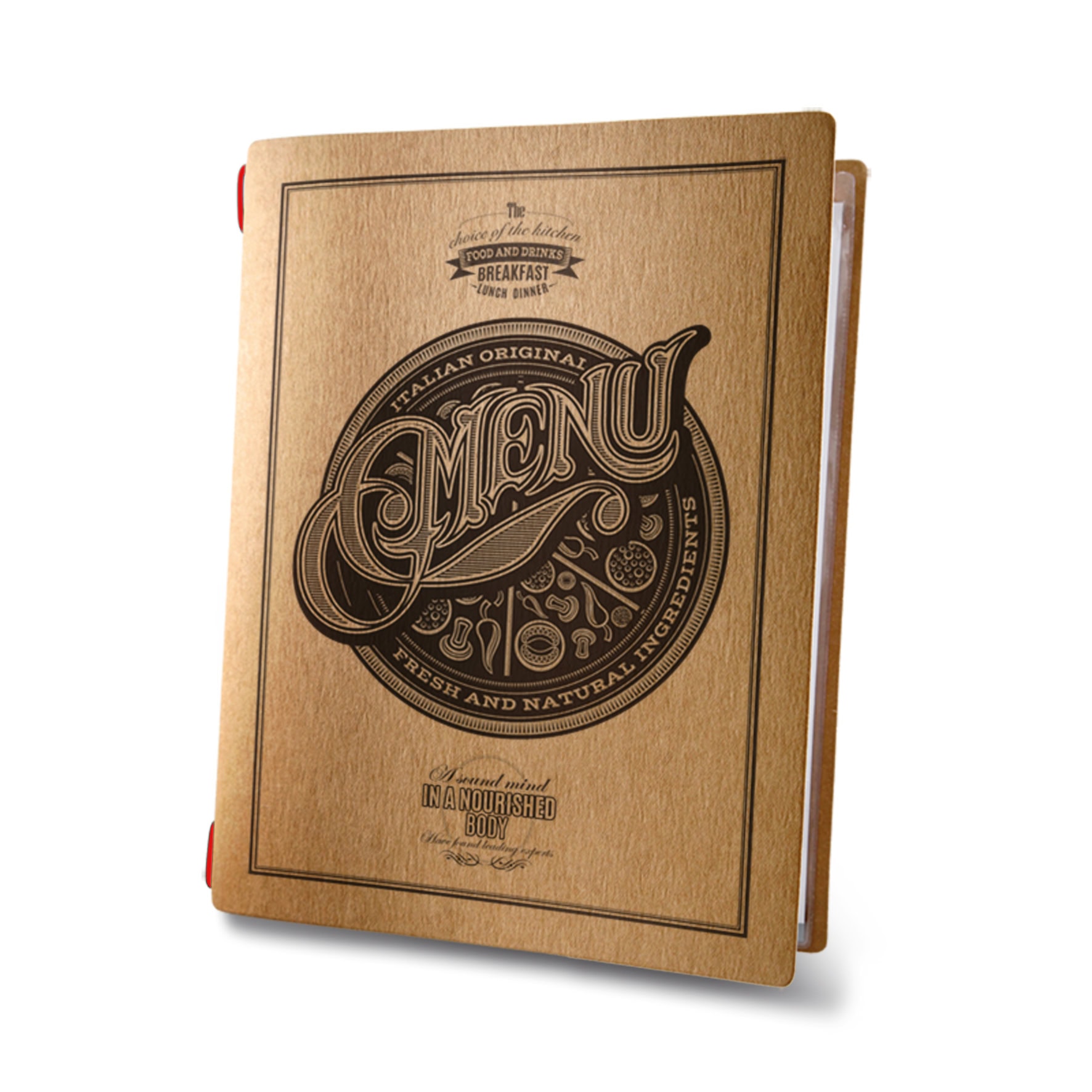 Porta menu custom naturale tattoo a5 solo elastico