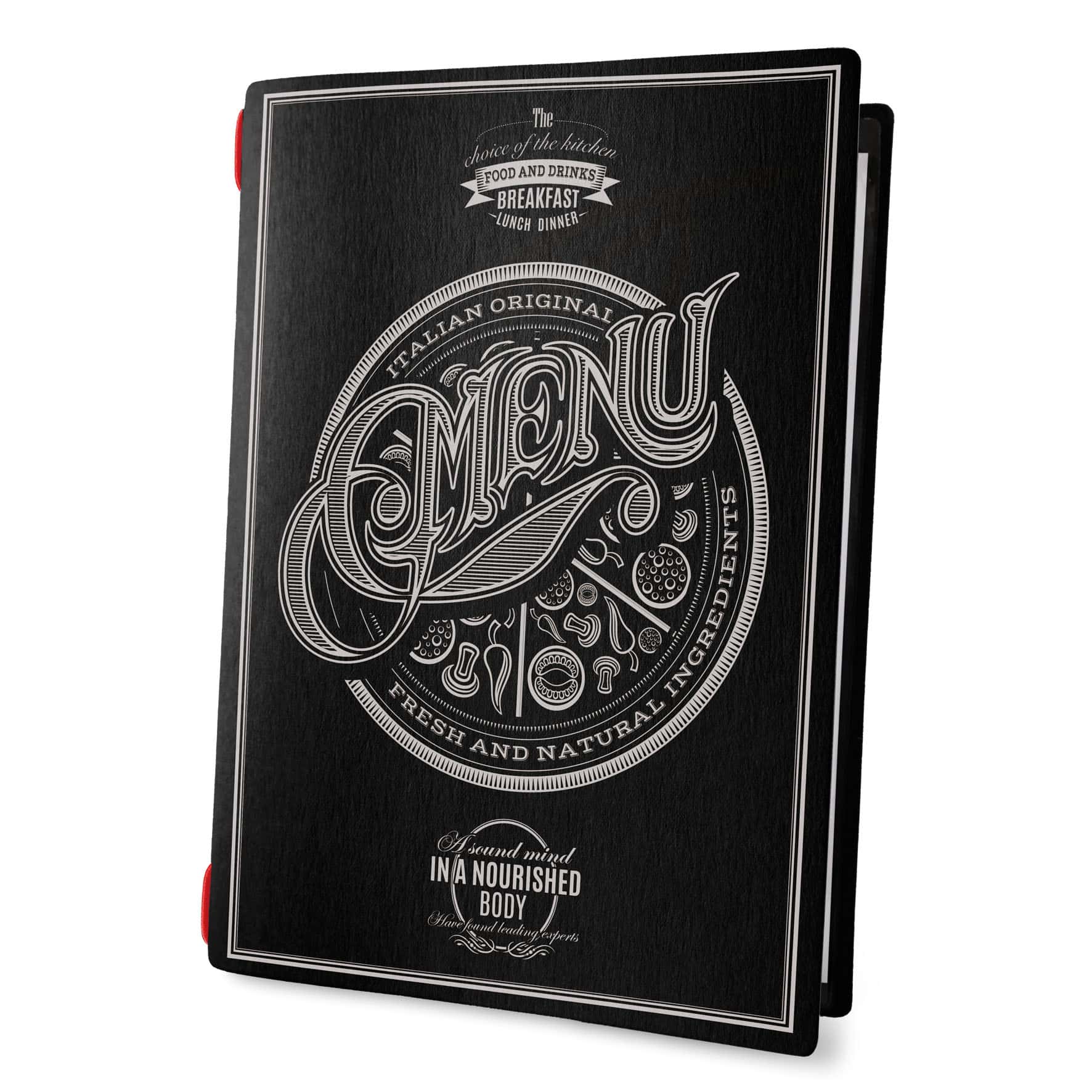 Porta menu custom nero tattoo black a4 solo elastico
