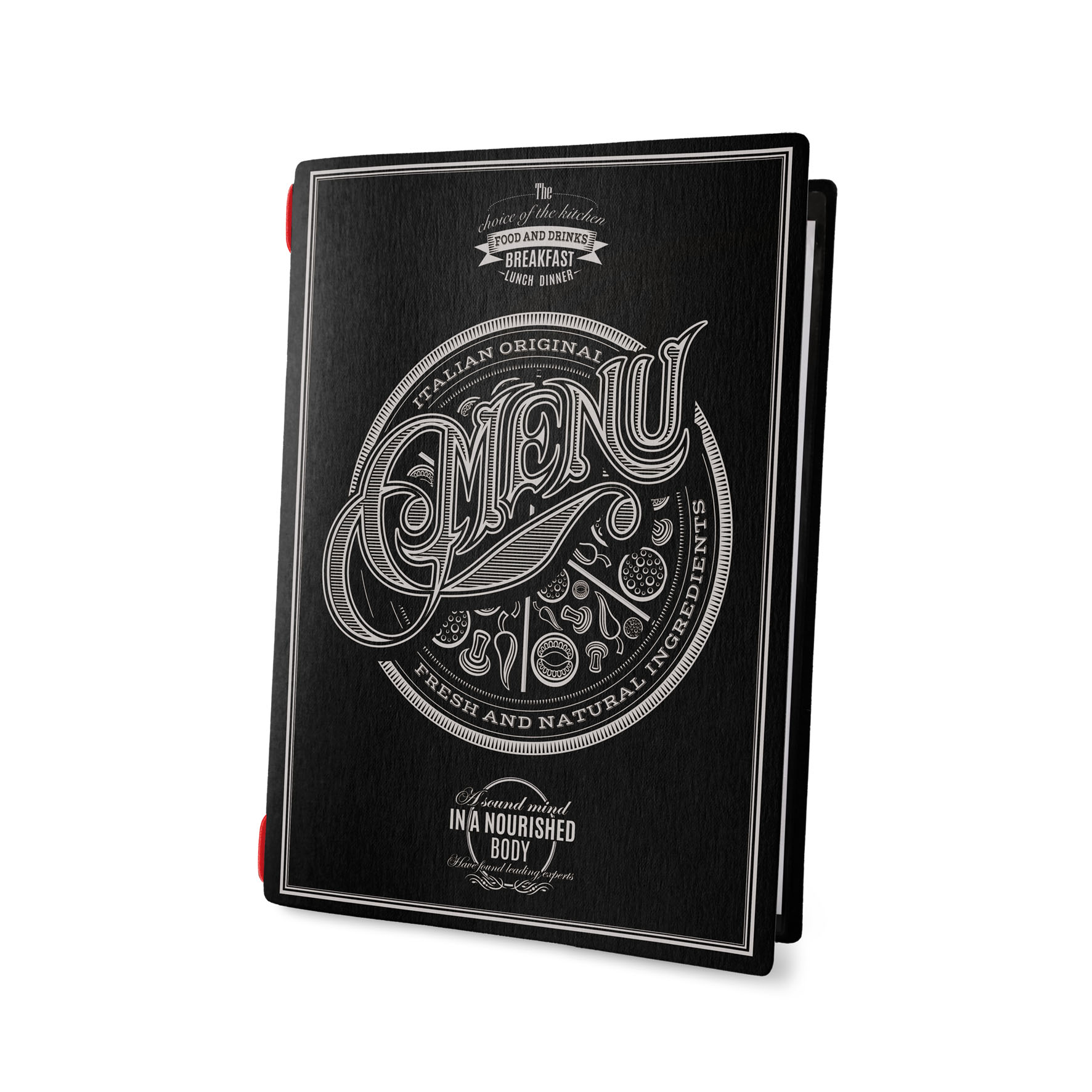 Porta menu custom nero tattoo black a5 solo elastico