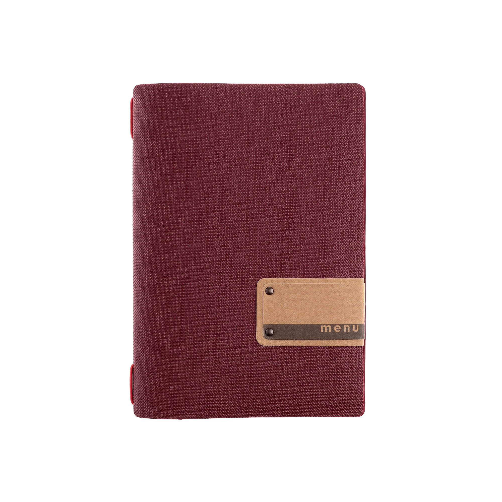 Porta menu juta bordeaux etichetta patch a5 solo elastico
