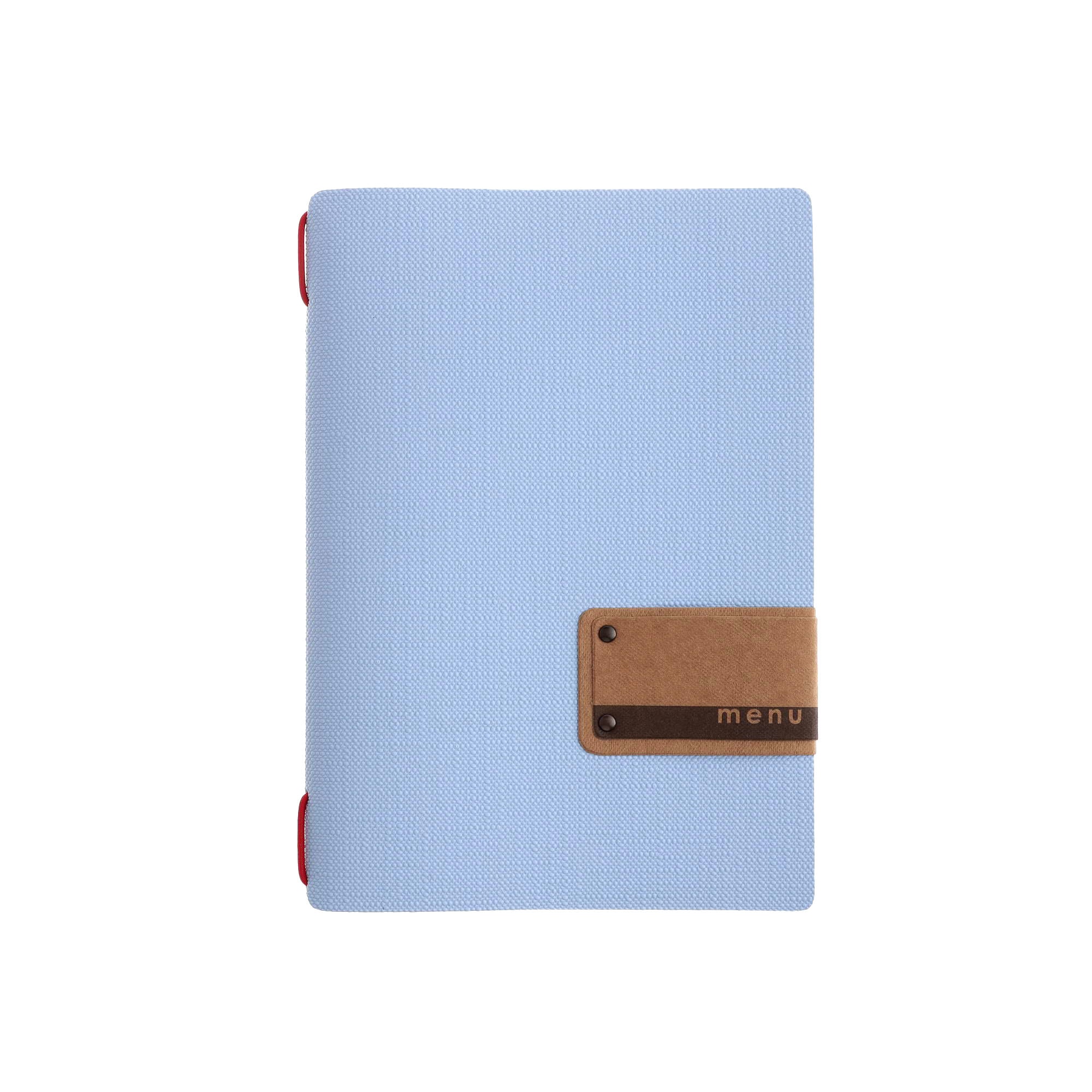 Porta menu juta celeste etichetta patch a5 solo elastico