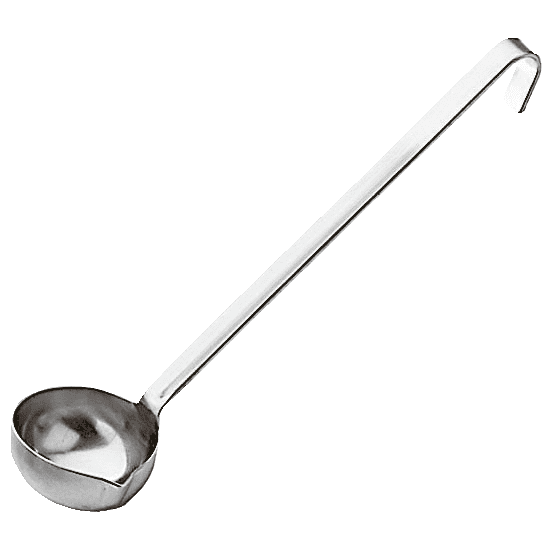 Mestolo con becco inox unipezzo manico corto cm.6,5×23