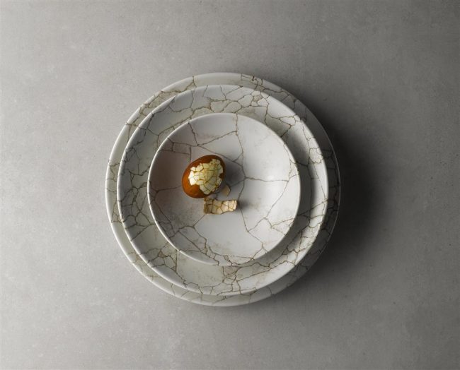 Piatto fondo bowl coupe kintsugi agate grey cm.24,8