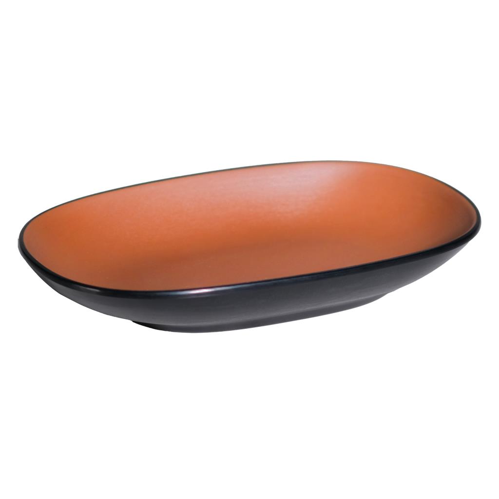 Piatto ovale melamina bicolor brown cm.20×13