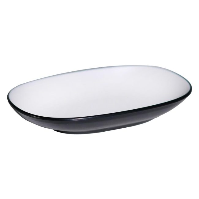 Piatto ovale melamina bicolor white cm.20×13
