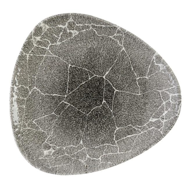 Piatto piano triangolare kintsugi reverse quartz black cm.26,5