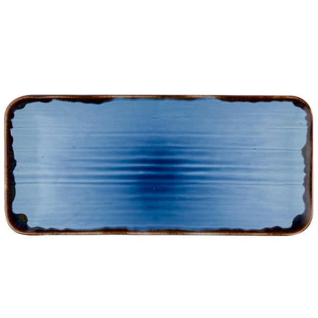 Piatto rettangolare organico harvest indigo cm.34,6×15,6
