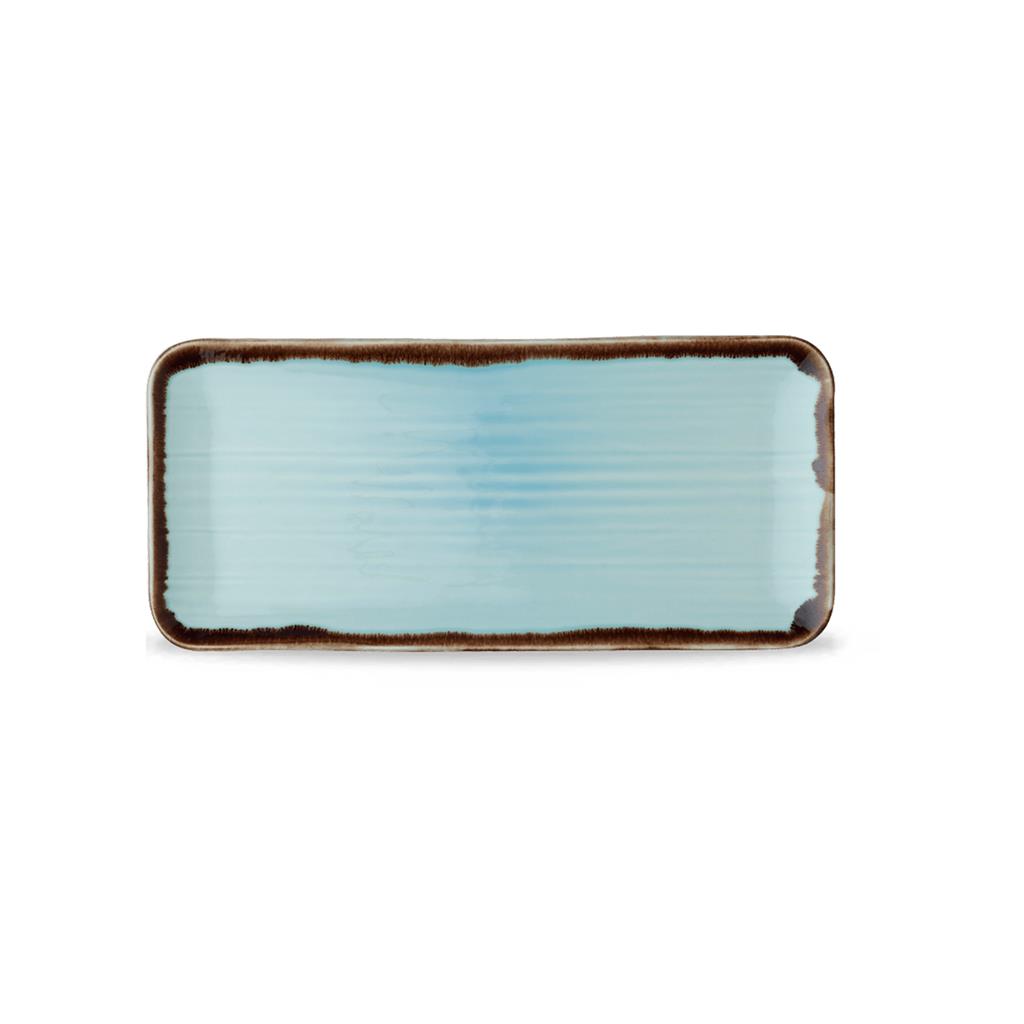 Piatto rettangolare organico harvest turquoise cm.34,6×15,6