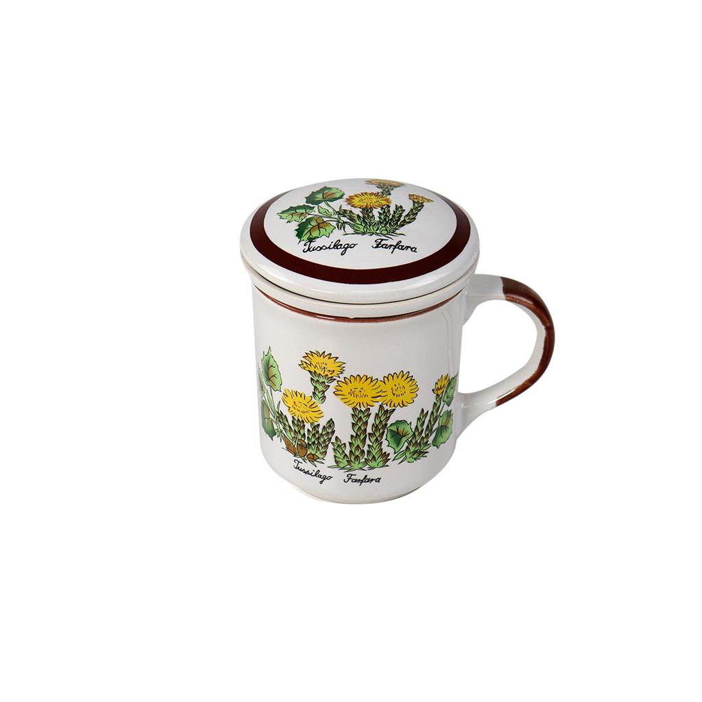 Tisaniera decorazione botanico tussilago farfara