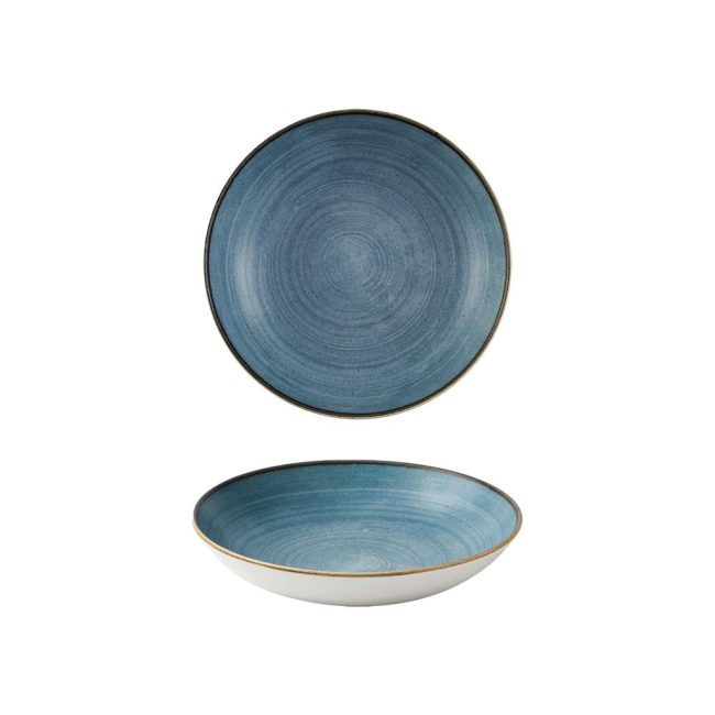 Piatto fondo bowl coupe stonecast raw teal cm.18,2