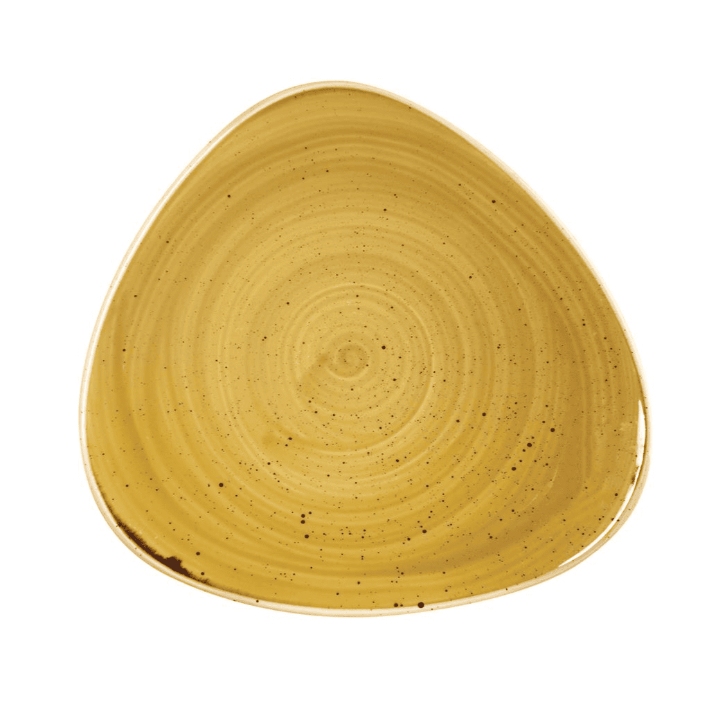 Piatto piano triangolare stonecast mustard seed yellow cm.31,1