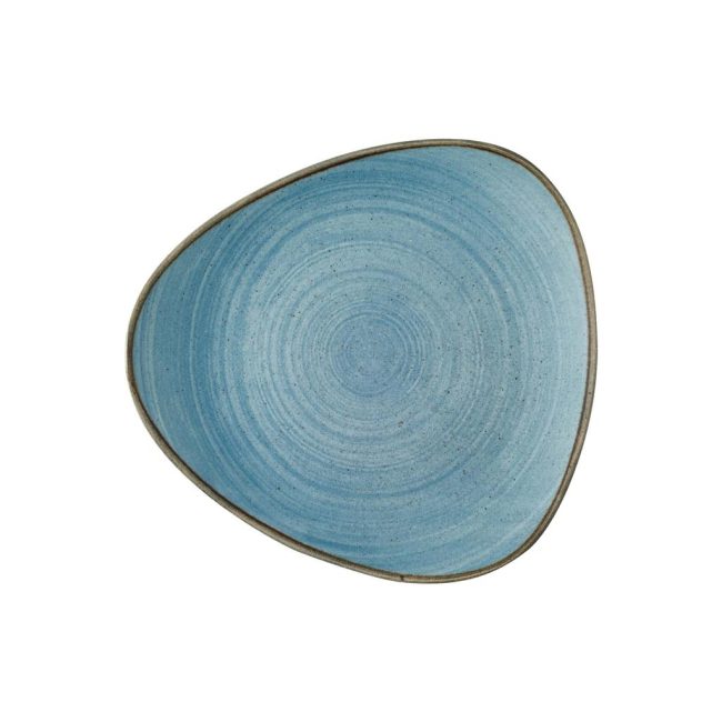 Piatto piano triangolare stonecast raw teal cm.26,5