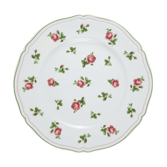Piatto piano/sottopiatto neos anthiros bianco filo verde e fiori cm.32