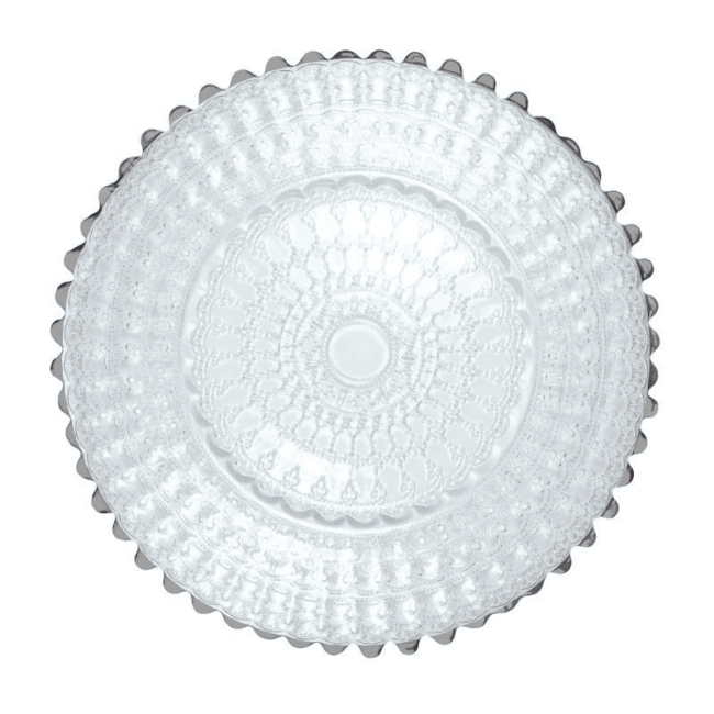 Piatto segnaposto/sottopiatto vetro helios barocco filo platino cm.32,5