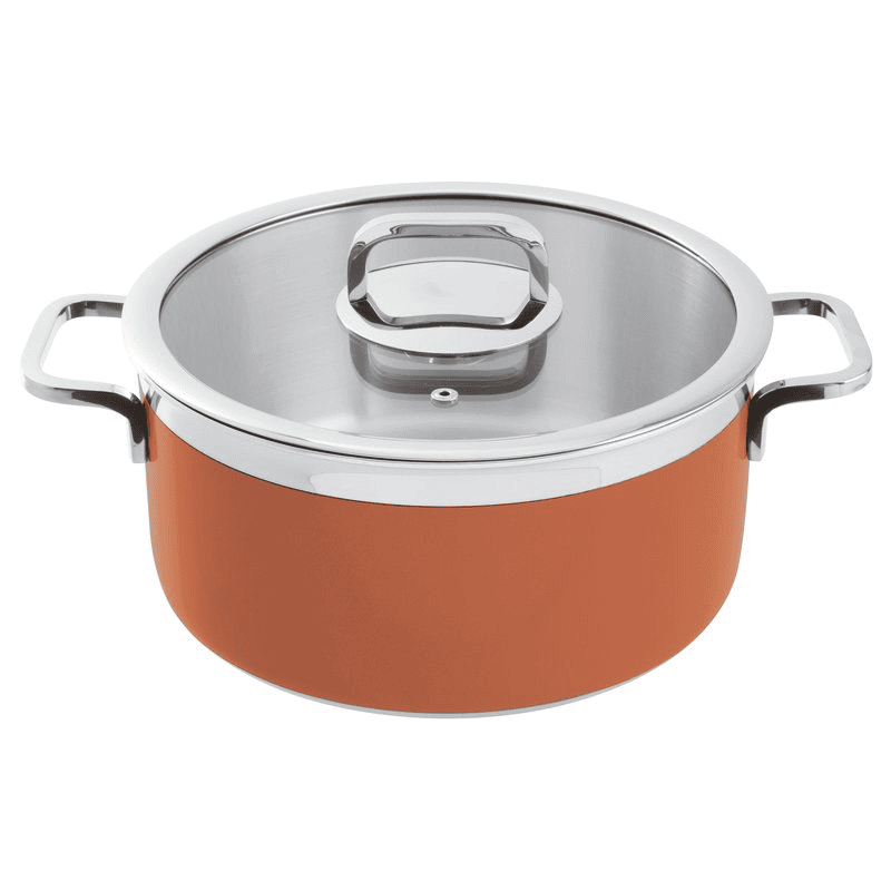 Casseruola con coperchio rossa series 12300 3-ply cm.24