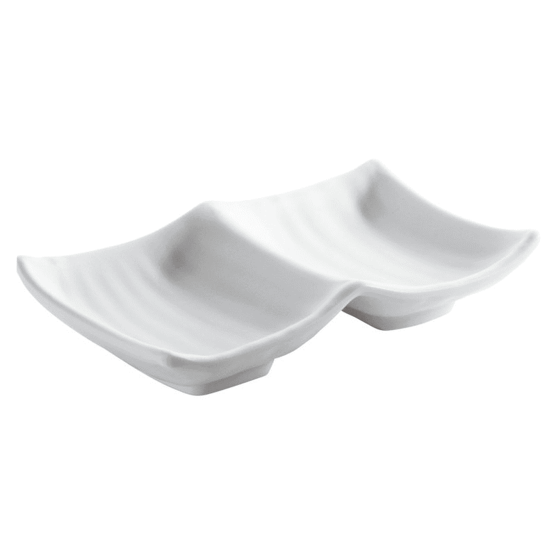 Coppetta rettangolare doppia thara melamina bianca cm.14×9