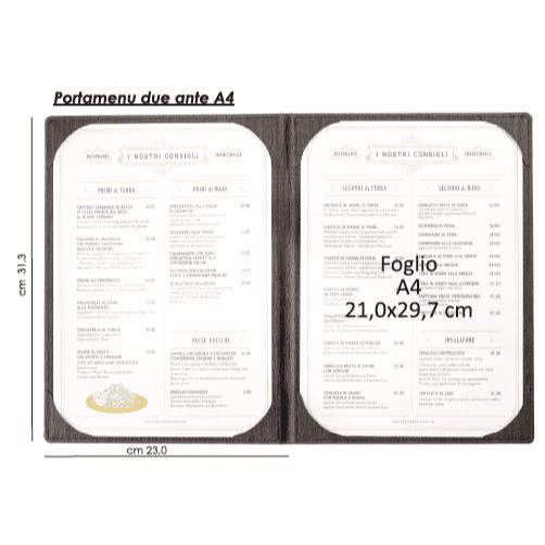 Porta menu wood premium ebano a4 due ante cucito