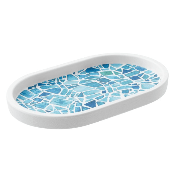 Piatto ovale melamina mosaic azzurro cm.17,6×10,8