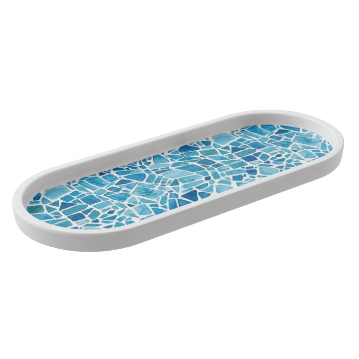 Piatto ovale melamina mosaic azzurro cm.26,5×10,8