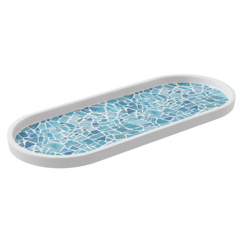 Piatto ovale melamina mosaic azzurro cm.35,5×13,25