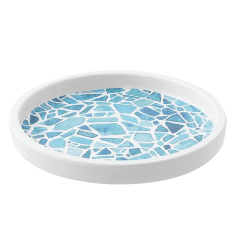 Piatto pane melamina walled mosaic azzurro cm.14