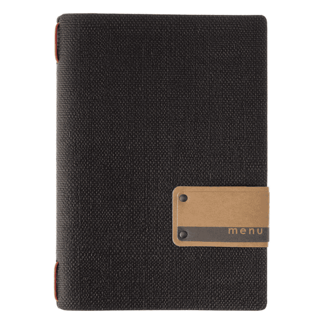 Porta menu juta nero etichetta patch a5 solo elastico