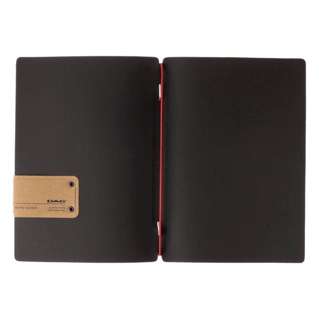 Porta menu juta nero etichetta patch a5 solo elastico