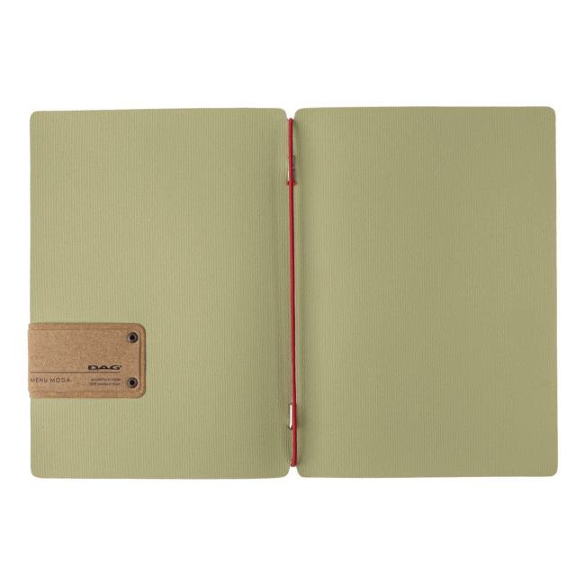 Porta menu juta salvia etichetta patch a5 solo elastico