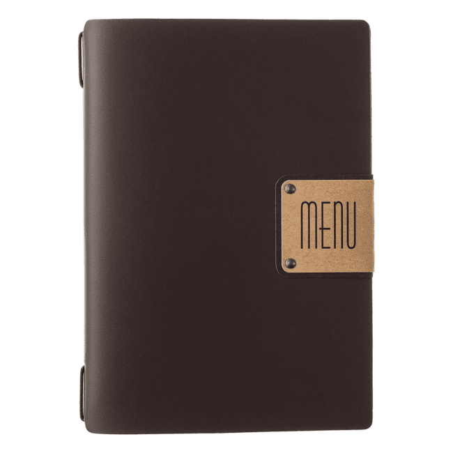 Porta menu portofino premium marrone a5 solo elastico