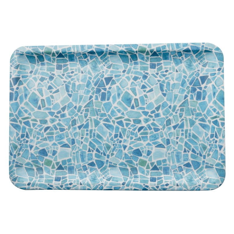 Vassoio rettangolare melamina mosaic azzurro cm.34,2×23,2