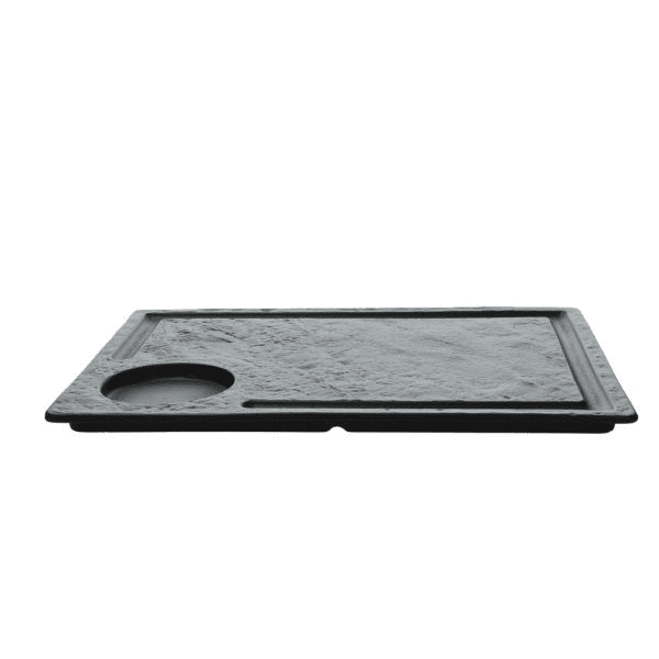 Piatto bistecca rettangolare con gola vulcania nero cm.32,8×23,5