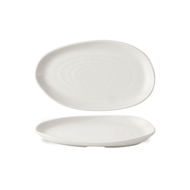 Piatto oblong organic envisage natural white cm.26×15