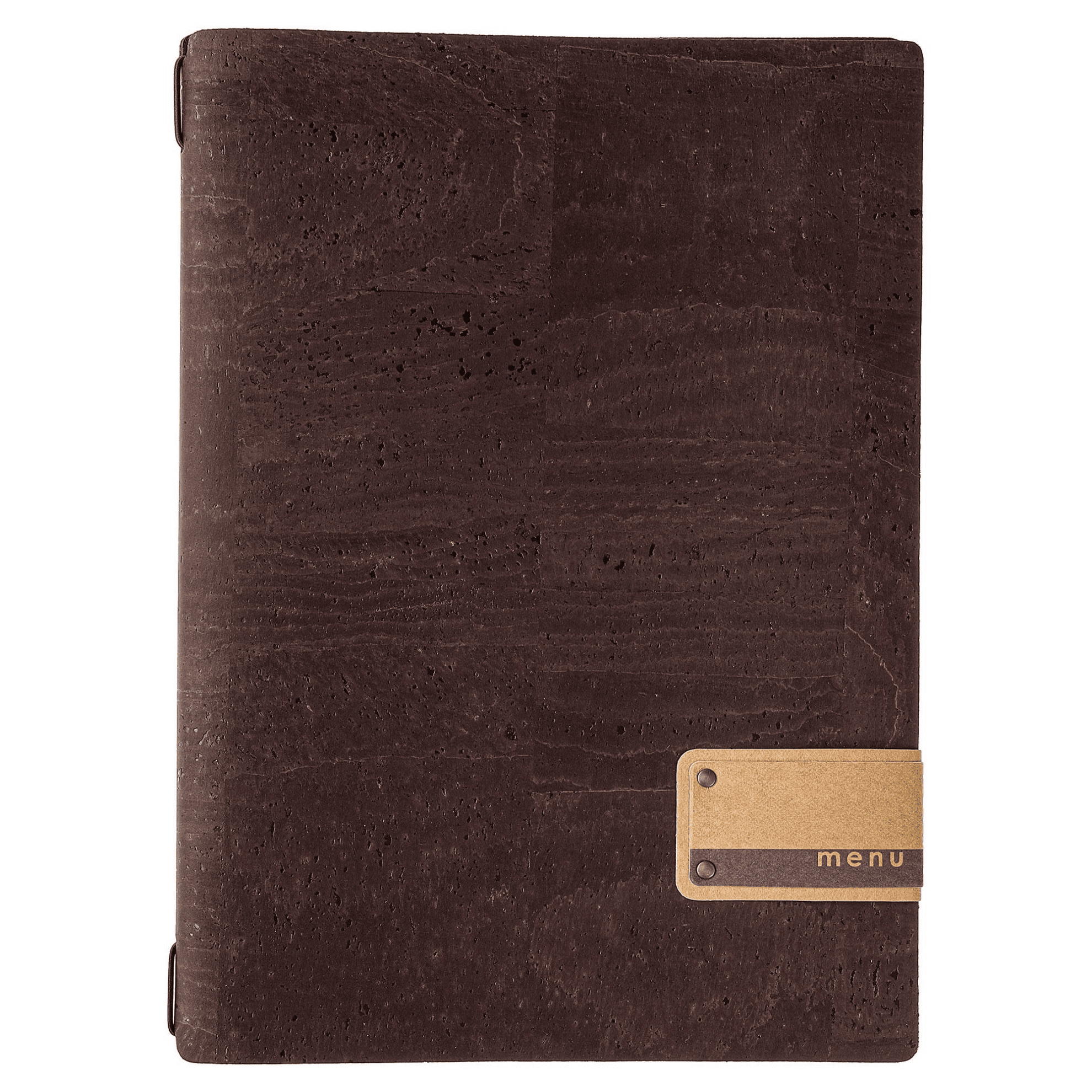 Porta menu sughero marrone etichetta patch a4 solo elastico