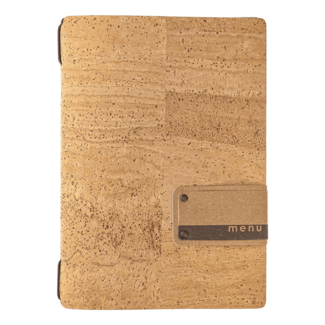 Porta menu sughero naturale etichetta patch a5 solo elastico