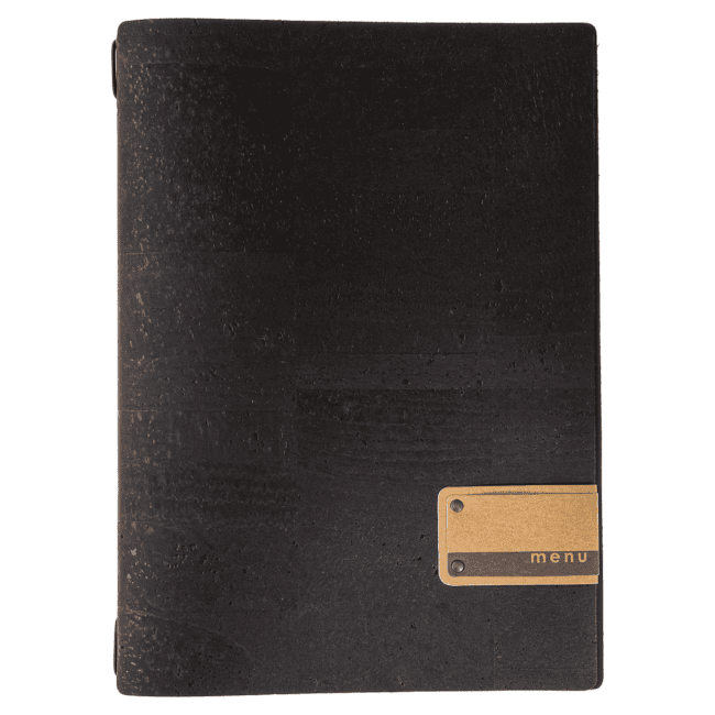 Porta menu sughero nero etichetta patch a4 solo elastico