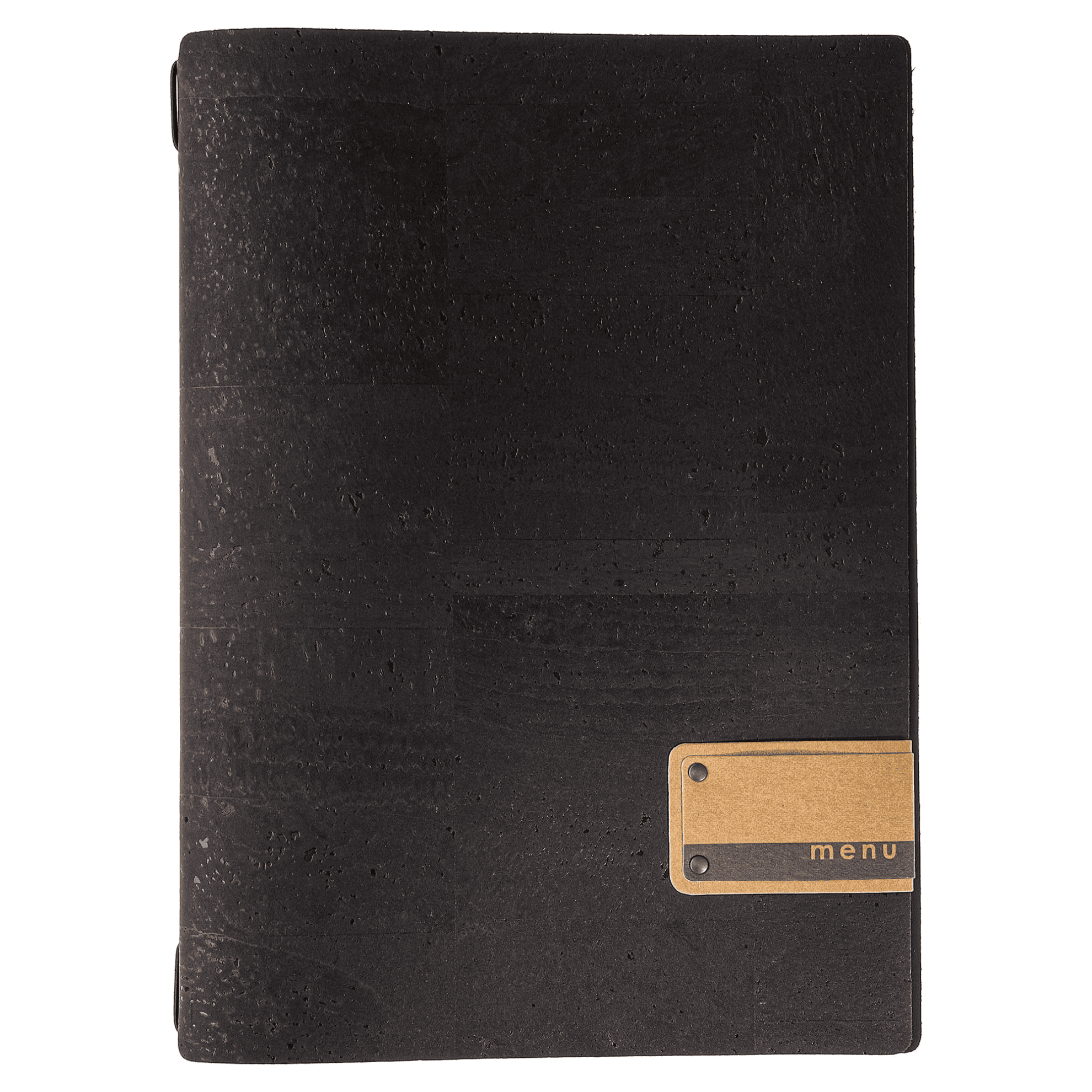 Porta menu sughero nero etichetta patch a4 solo elastico